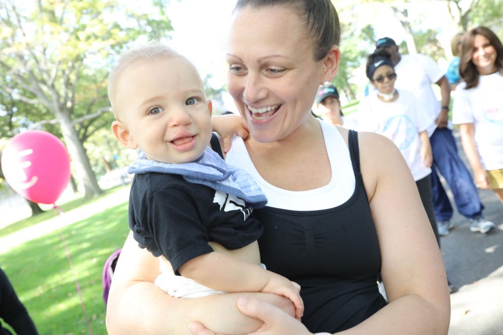 Mother and her son at a Races for Faces charity event.