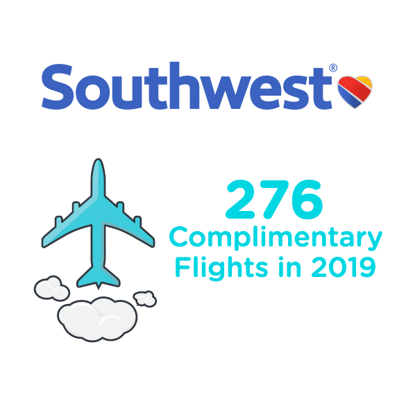 276 complimentary flights in 2019