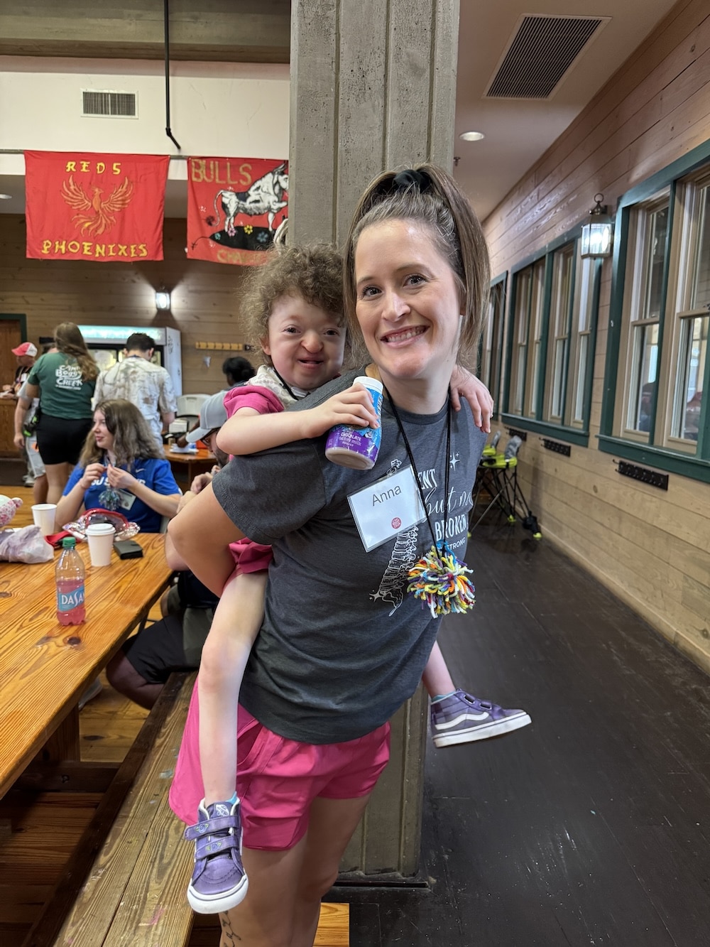 mother and daughter, anna and josie owen, at camp