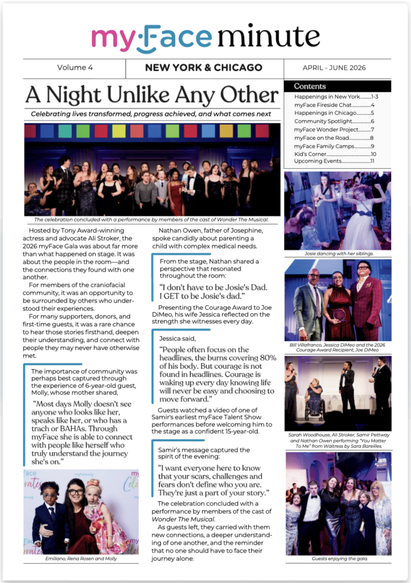 first page of myface minute newsletter