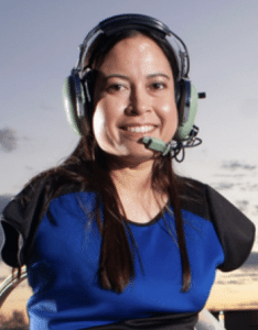 jessica-cox-headshot Jessica Cox headshot, wearing pilot headgear